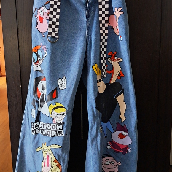 Hot Topic Blue Cartoon Graphic Women's Flare Jeans - Picture 2 of 6